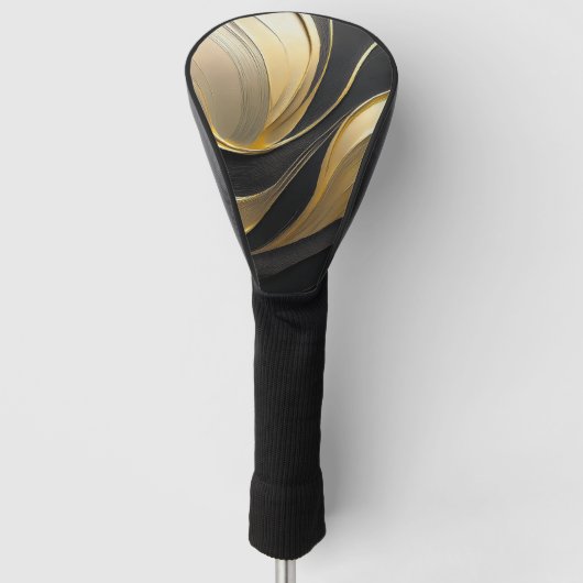 Modern Abstract zwart en goud Golfheadcover (Voorkant)