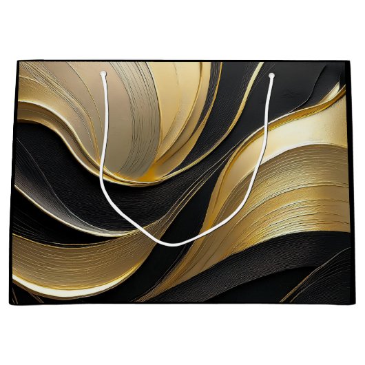 Modern Abstract zwart en goud Groot Cadeauzakje (Voorkant)
