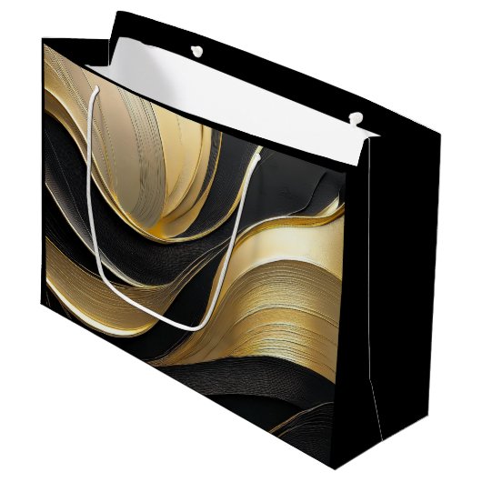 Modern Abstract zwart en goud Groot Cadeauzakje (Voorkant Gekanteld)
