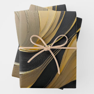 Modern Abstract zwart en goud Inpakpapier Vel