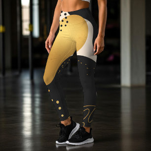 Modern Abstract Zwart en Goud Organisch Patroon Leggings