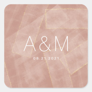 modern abstract zwart monogram vierkante sticker