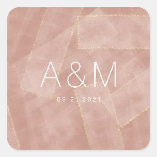 modern abstract zwart monogram vierkante sticker (Voorkant)