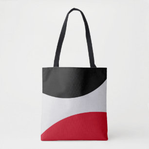 Modern Abstract zwart, rood en zilver wit Draagtas
