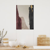 Modern Abstract Zwart Rood & Goud Wall Art Poster (Keuken)