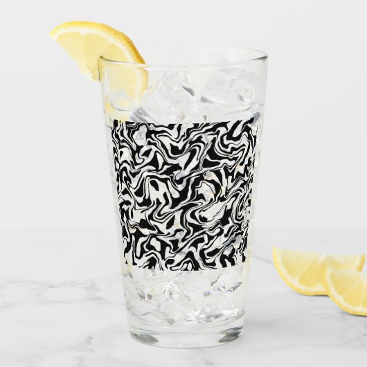 Modern Abstract Zwart-Wit Artistiek Glas (Voorkant ijs)