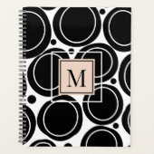 Modern Abstract Zwart Wit Blush Roze Monogram Planner (Voorkant)