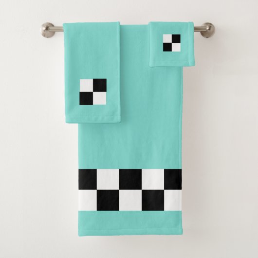 Modern Abstract zwart-wit, gecontroleerd op Blauwg Bad Handdoek (Insitu)