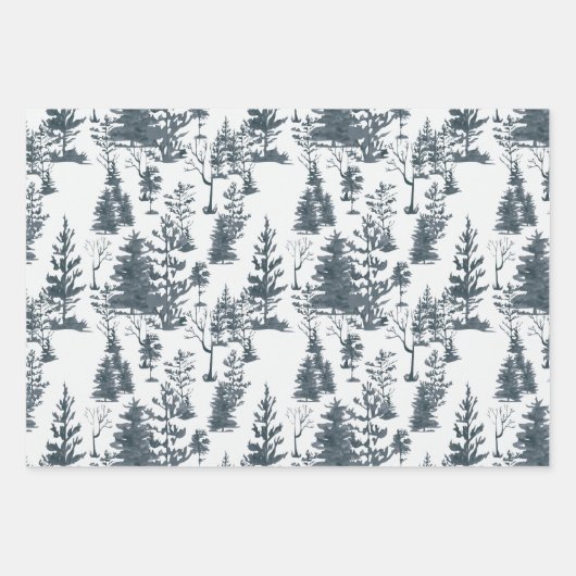 Modern Abstract zwart-wit winterbos Inpakpapier Vel (Voorkant)