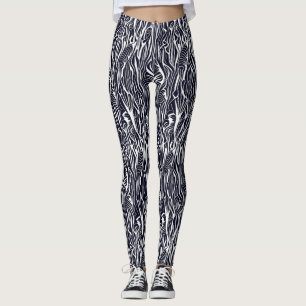 Modern Abstract Zwart-Wit Zebra Safari Patroon Leggings