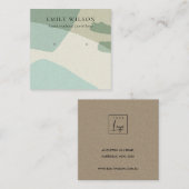 MODERN ABSTRACTE AQUA BLUE ART EARRING DISPLAY VIERKANTE VISITEKAARTJE (Voorkant / Achterkant)