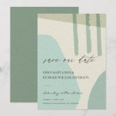 MODERN ABSTRACTE AQUA BLUE KRAFT ARTISTIC ART SAVE THE DATE (Voorkant / Achterkant)