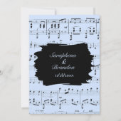Modern Abstracte Blue Music Wedding Invite Kaart (Achterkant)