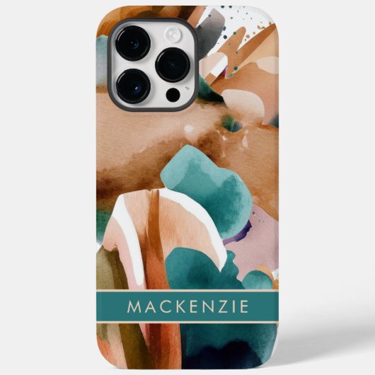 Modern Abstracte Earth Tones Terracotta Blauwgroen Case-Mate iPhone Case (Achterkant)