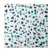Modern Abstracte gemarmerde Turquoise Terrazzo Tegeltje (Voorkant)