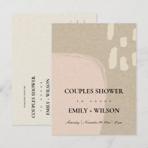 MODERN ABSTRACTE KRAFT BLUSH PEACH COUPLY SHOWER UITNODIGING BRIEFKAART