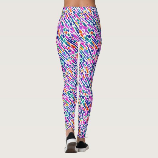 Modern Abstracte kunst kleur penseelstreek Waterve Leggings (Achterkant)