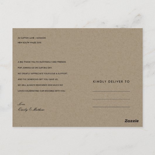 MODERN ABSTRACTE RUST ARTISTIC WEDDING DANK U BRIEFKAART (Achterkant)