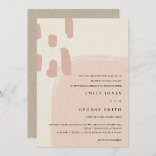 MODERN ABSTRACTE SOFT PINK BLUSH WEDDING INVITE BEDANKKAART