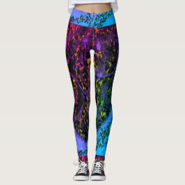 MODERN abstracte tekening in blauw-paars-mozaïek Leggings