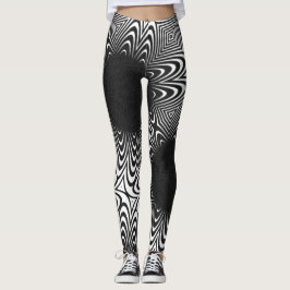 MODERN abstracte tekening in-diep-zwart-wit-mozaïe Leggings