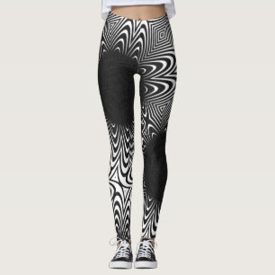MODERN abstracte tekening in-diep-zwart-wit-mozaïe Leggings
