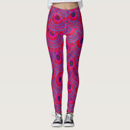 MODERN abstracte tekening in roze-rood-blauw-mozaï Leggings