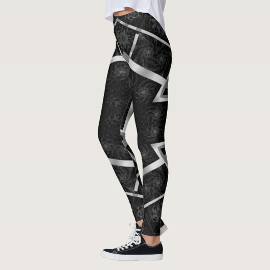 MODERN abstracte tekening in zwart-grijs-mozaïek Leggings (Links)