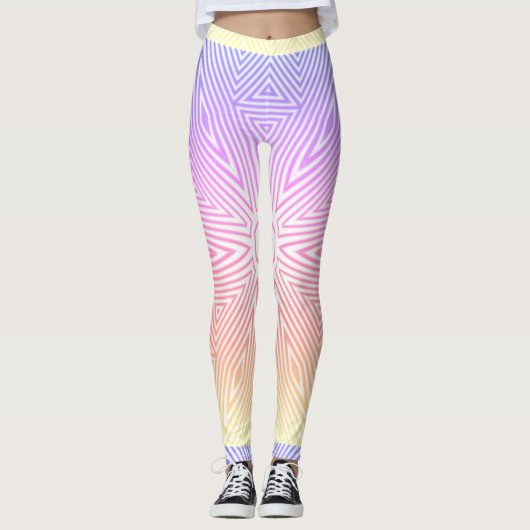 MODERN abstracte tekening-roze-geel-wit-mozaïek Leggings (Voorkant)