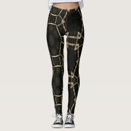 MODERN abstracte tekeningen in zwart-goudmozaïek Leggings