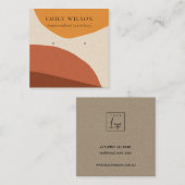 MODERN ABSTRACTE TERRACOTTA RED ART EARRING DISPLA VIERKANTE VISITEKAARTJE (Voorkant / Achterkant)