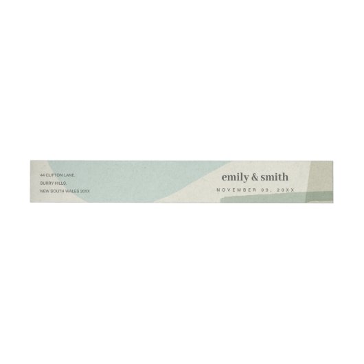 MODERN ABSTRACTE ZACHTE AQUA BLUE ARTISTIC WEDING ADRESLABEL WIKKEL (Individueel)