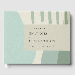 MODERN ABSTRACTE ZACHTE AQUA BLUE ARTISTIC WEDING GASTENBOEK