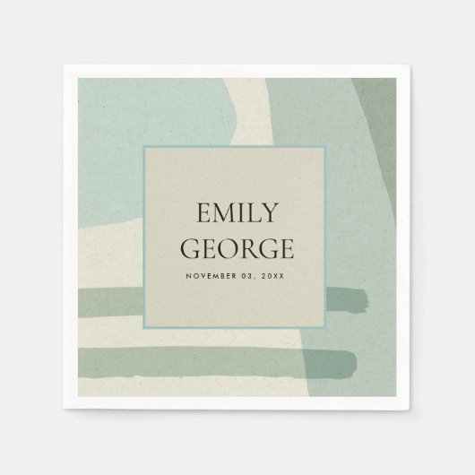 MODERN ABSTRACTE ZACHTE AQUA BLUE ARTISTIC WEDING SERVET (Voorkant)