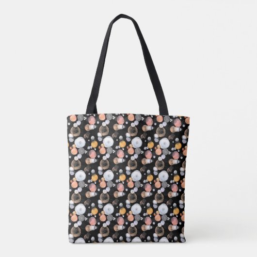 Modern Abstraction Cute Pattern Roze Stoodle Black Draagtas (Achterkant)