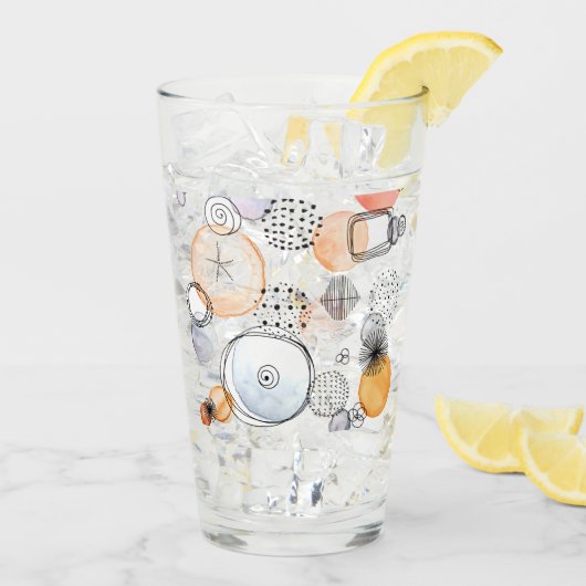 Modern Abstraction Cute Pattern Roze Stoodle Glas (Achterkant ijs)