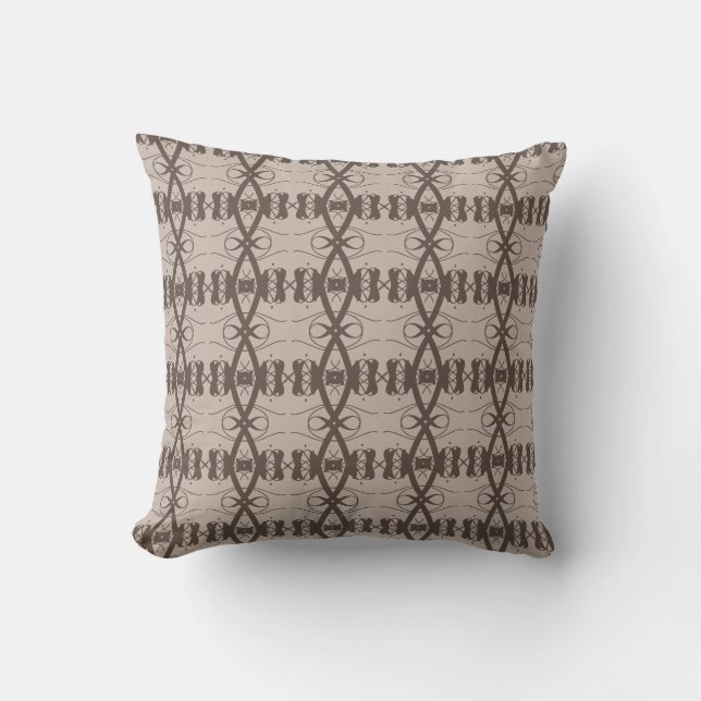 Modern Abtract Coffee Brown & Sand Beige Pattern Kussen (Voorkant)