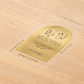 Modern Acryl Goud Vet Zwart Minimalistische Huweli Acryl Uitnodigingen (Laagn)