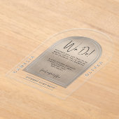 Modern Acryl Zilver Vet Grijs Minimalistische Huwe Acryl Uitnodigingen (Laagn)