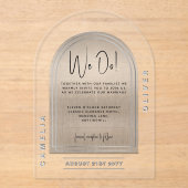 Modern Acryl Zilver Vet Grijs Minimalistische Huwe Acryl Uitnodigingen (Voorkant)