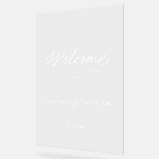 Modern Acrylic Wedding Welcome Sign (Angle)