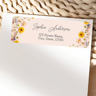 Modern adres voor retournering van wilde bloemen etiket