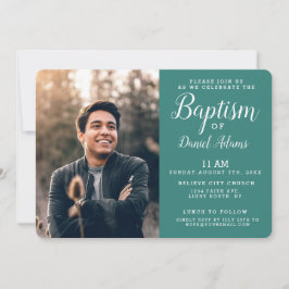 Modern Adult Baptism Photo Invitation Kaart