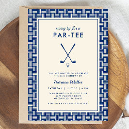 Modern Adult Golf Birthday Party Any Age Blue Kaart