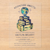 Modern Adventure Wereldbol Baby shower Acryl Uitnodigingen (Voorkant)