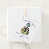 Modern Adventure Wereldbol Baby shower Bedankjes Labels (In situ)