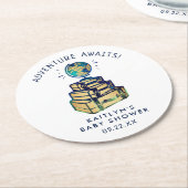 Modern Adventure Wereldbol Baby shower Ronde Kartonnen Onderzetter (Gebogen)