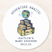 Modern Adventure Wereldbol Baby shower Ronde Kartonnen Onderzetter (Voorkant)