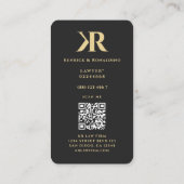 Modern Advocaat Recht Monogram K R Zwart Goud Visitekaartje (Achterkant)