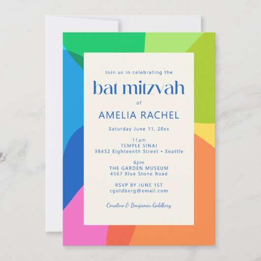 Modern Aesthetic Bat Mitzvah Colorful Geometric Kaart (Voorkant)